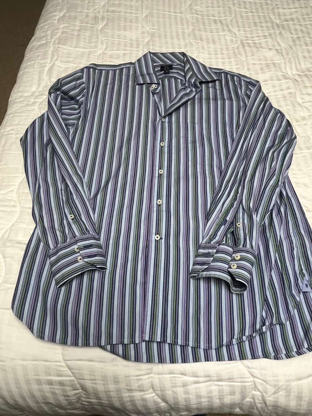 Tommy Hilfiger men's long sleeve dress shirt 16 - 32/33 multi color stripe
